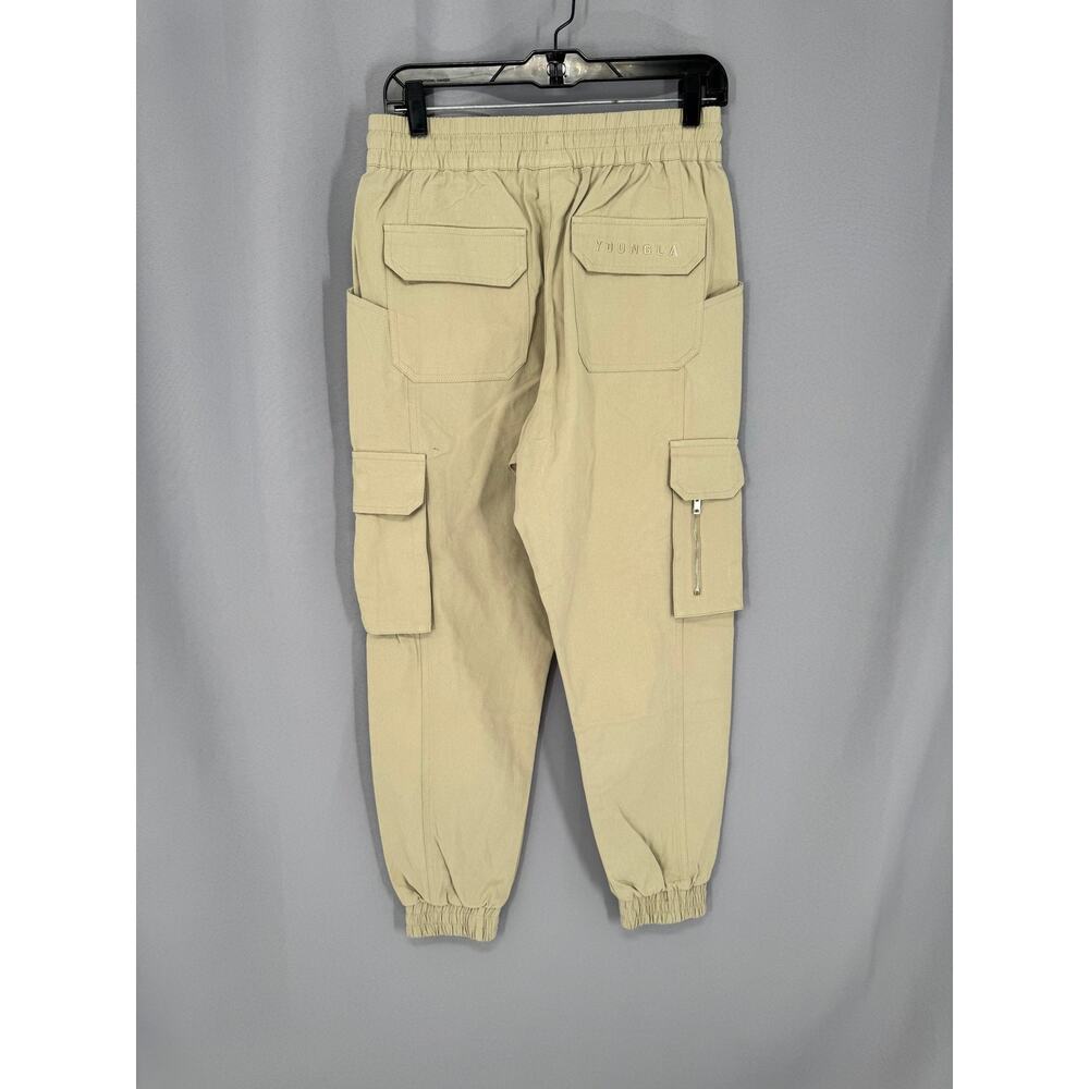 YoungLA Cargo Pants Mens Small Tan Utility Pocket Jogger Relaxed Fit Athletic - Picture 2 of 13